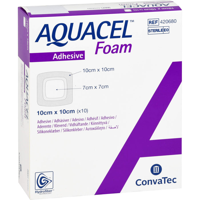 Aquacel Foam adhäsiv 10x10cm Verband, 10 St VER