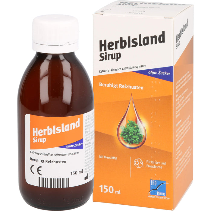 HerbIsland Sirup ohne Zucker beruhigt Reizhusten für Kinder und Erwachsene, 150 ml Solution