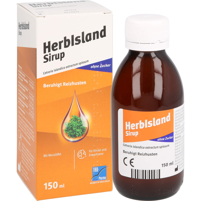 HerbIsland Sirup ohne Zucker beruhigt Reizhusten für Kinder und Erwachsene, 150 ml Solution