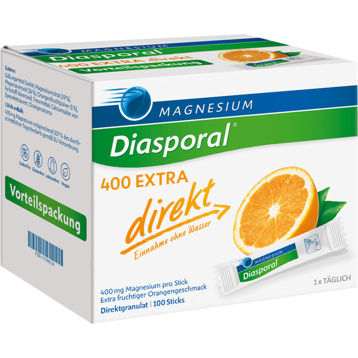 Magnesium-Diasporal 400 extra direkt Direktgranulat Sticks, 100 pc Sachets