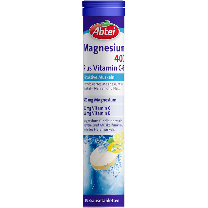 Abtei Magnesium 400 Plus Vitamin C + E Brausetabletten, 15 St. Tabletten