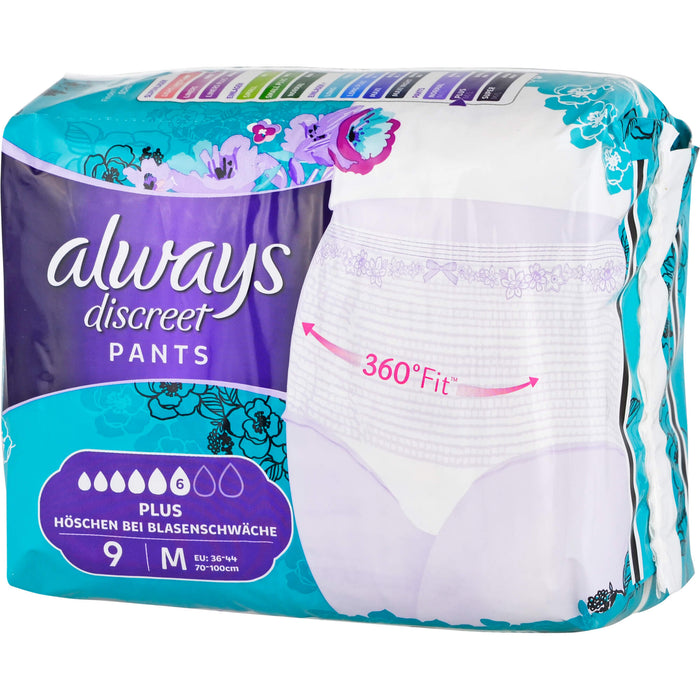 always Discreet Inkontinenzhöschen Pants Plus M bei Blasenschwäche, 9 pc Paquet