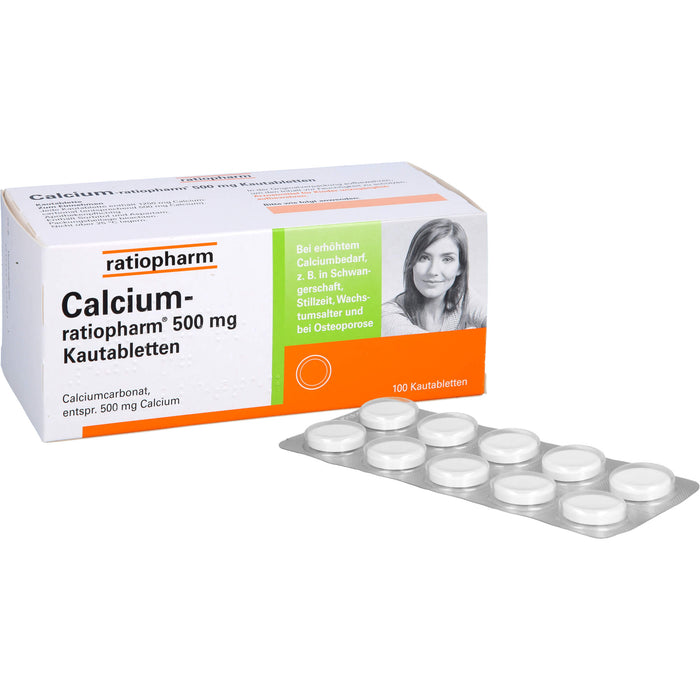 Calcium-ratiopharm 500 mg Kautabletten, 100 St. Tabletten