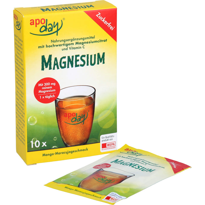 Apoday Magnesium Pulver mit Mango-Maracujageschmack zuckerfrei, 4.5 g Powder