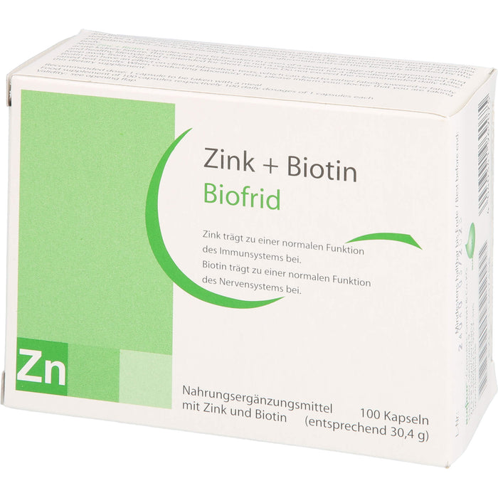 Biofrid Zink + Biotin Kapseln, 100 St. Kapseln