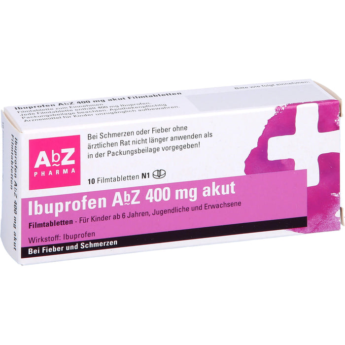 Ibuprofen AbZ 400 mg akut Filmtabletten, 10 St. Tabletten