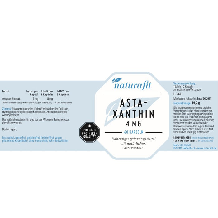 naturafit Astaxanthin 4 mg Kapseln, 60 pcs. Capsules