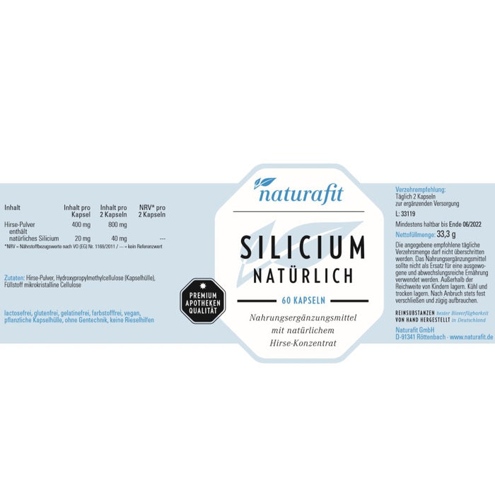 naturafit Silicium natürlich Kapseln, 60 pc Capsules