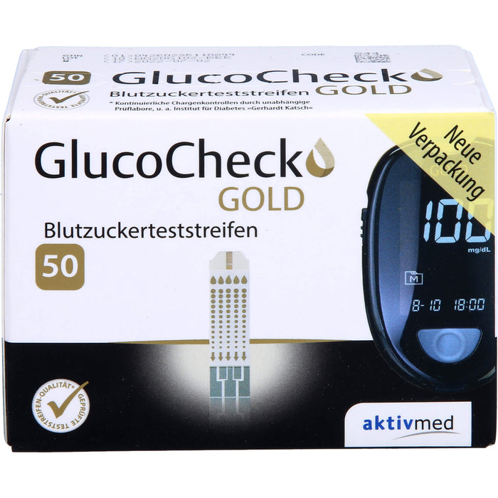 GlucoCheck Gold Blutzuckerteststreifen, 50 pc Bandelettes réactives