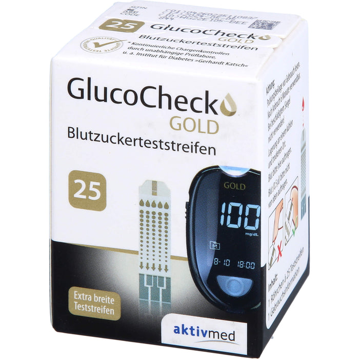 GlucoCheck GOLD Blutzuckerteststreifen, 25 pcs. Test strips