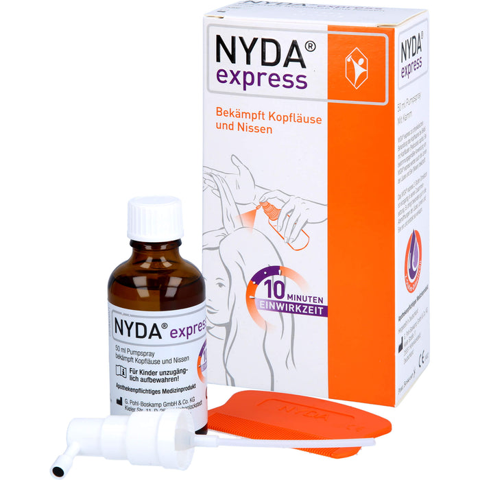 NYDA express Pumpspray bekämpft Kopfläuse und Nissen, 50 ml Lösung