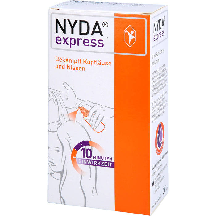 NYDA express Pumpspray bekämpft Kopfläuse und Nissen, 50 ml Solution