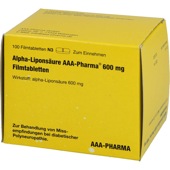 Alpha-Liponsäure AAA-Pharma 600 mg Filmtabletten, 100 pcs. Tablets