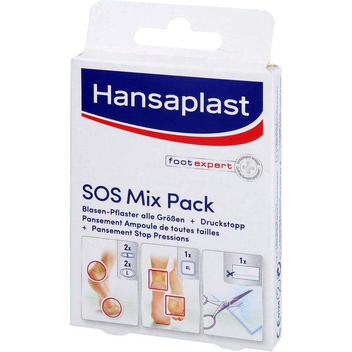 Hansaplast SOS Mix Pack Blasenpflaster alle Größen + Druckstopp Pflaster, 6 pc Pansement