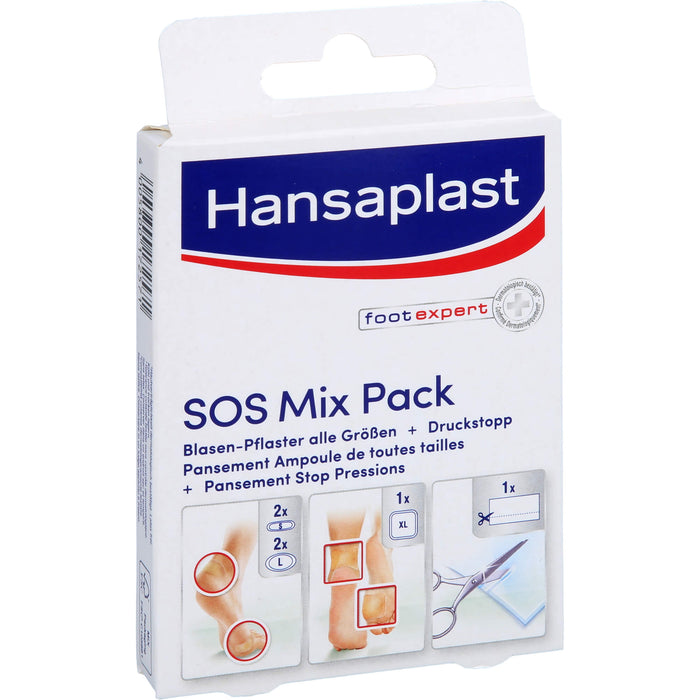 Hansaplast SOS Mix Pack Blasenpflaster alle Größen + Druckstopp Pflaster, 6 pcs. Patch