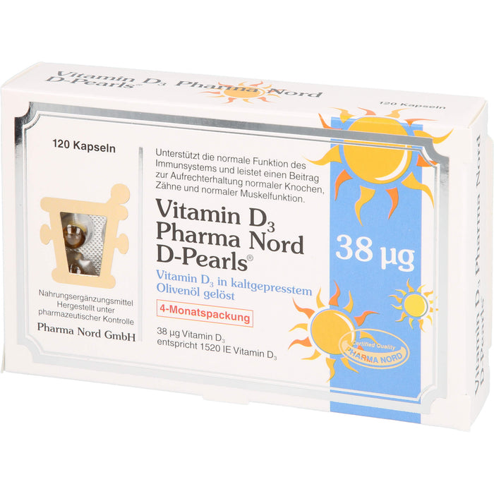 Vitamin D3 Pharma Nord D-Pearls 38 µg Kapseln, 120 pcs. Capsules