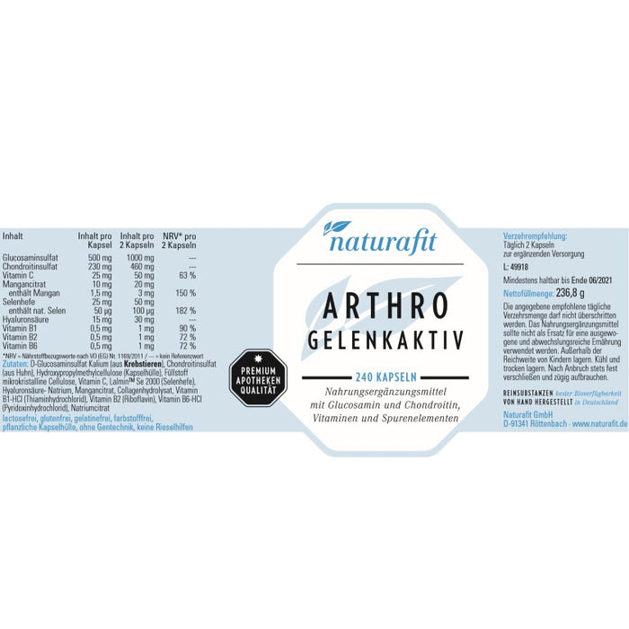 naturafit Arthro Gelenkaktiv Kapseln, 240 pcs. Capsules