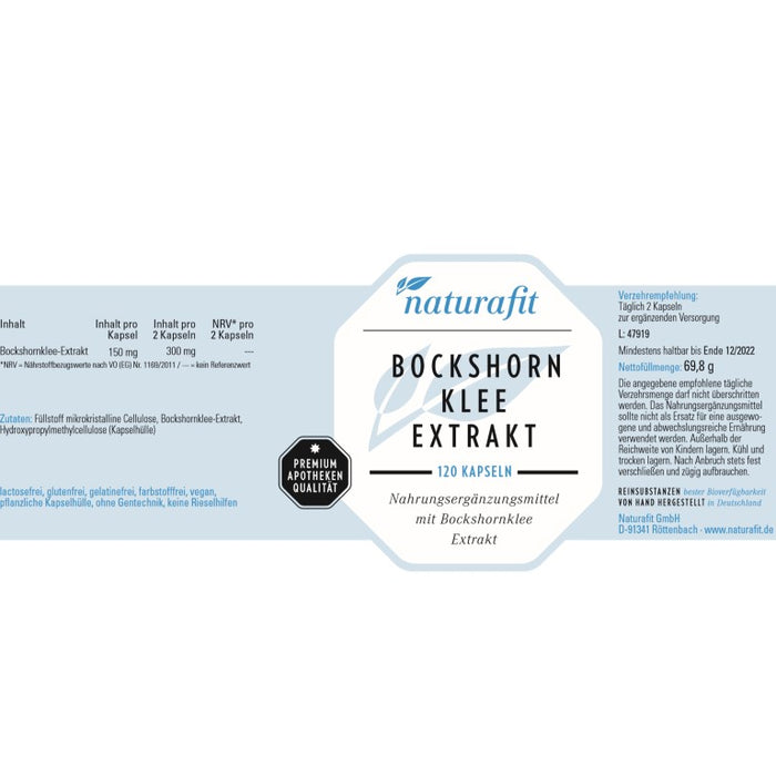 naturafit Bockshornklee-Extrakt Kapseln, 120 pc Capsules