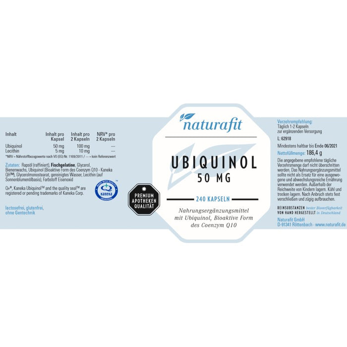 naturafit Ubiquinol 50 mg Kapseln, 240 pc Capsules