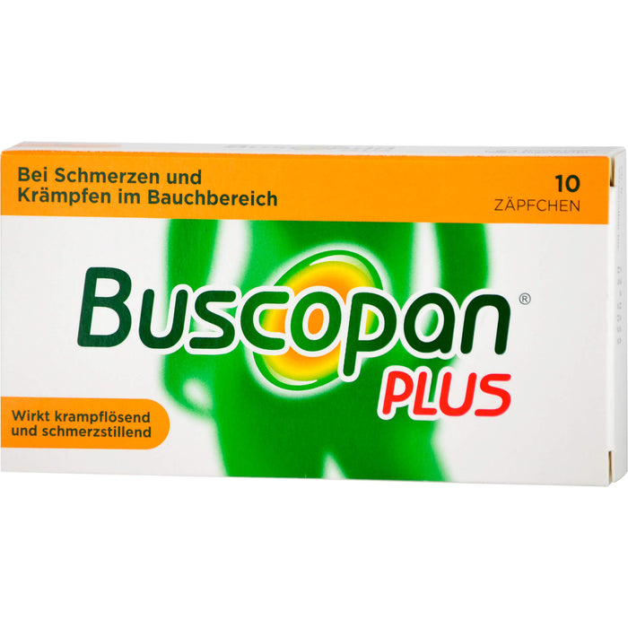 Buscopan plus 10 mg/800 mg Emra Zäpfchen bei Schmerzen und Krämpfen im Bauchbereich, 10 pcs. Suppositories