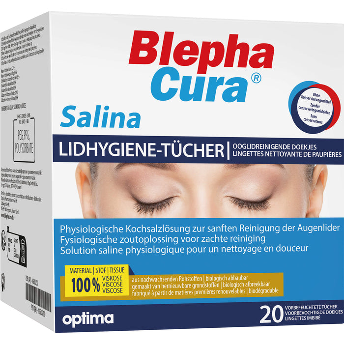 BlephaCura SALINA Lidhygiene-Tücher, sterile vorbefeuchtete Einmaltücher zur Reinigung der Augenlider, 20 St. Tücher