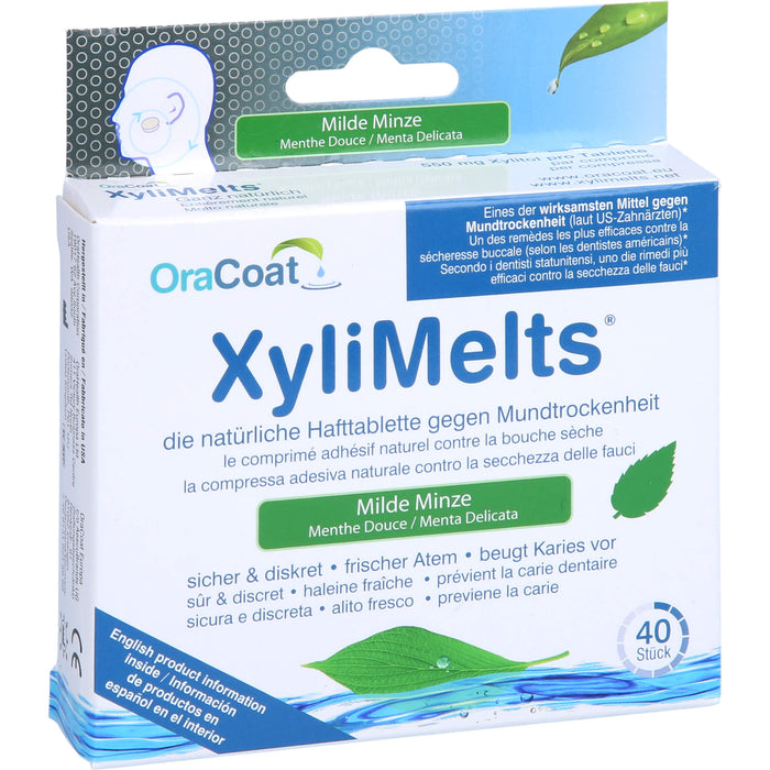 OraCoat XyliMelts Hafttabletten milde Minze gegen Mundtrockenheit, 40 pc Tablettes