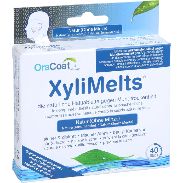 OraCoat XyliMelts Hafttabletten ohne Minze gegen Mundtrockenheit, 40 pc Tablettes