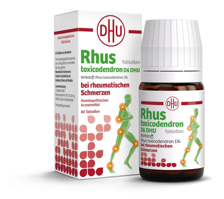 DHU Rhus toxicodendron D6 bei rheumatischen Schmerzen – geschmacksneutral, 80 pcs. Tablets