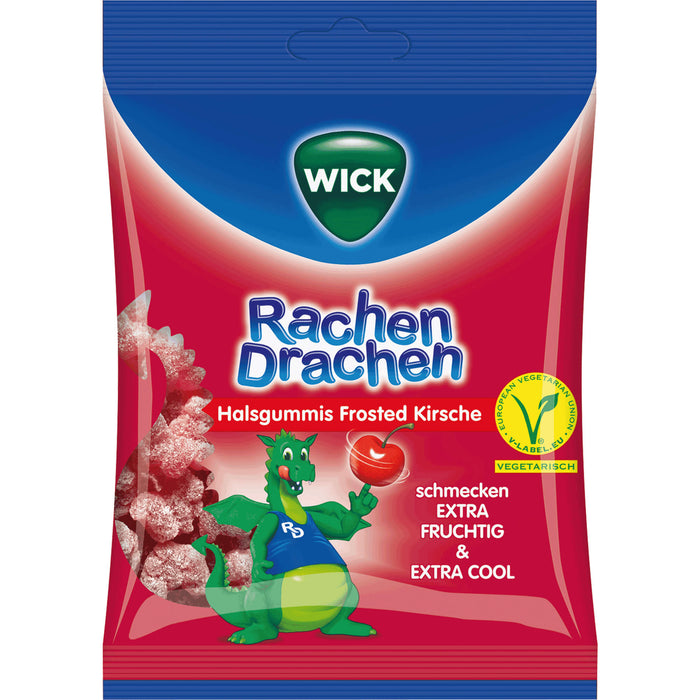 WICK Rachen Drachen Halsgummis Frosted Kirsche, 75 g Bonbons