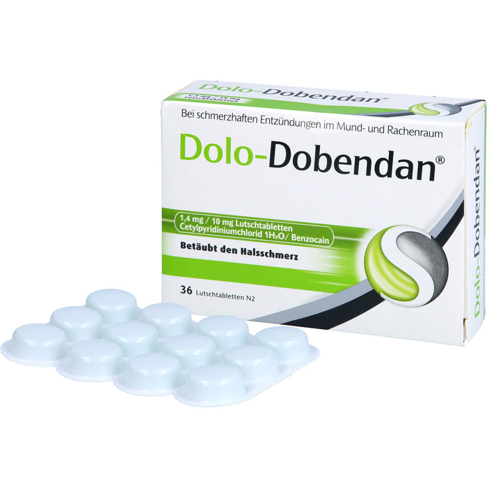 DOLO-DOBENDAN Lutschtabletten bei starken Halsschmerzen mit betäubender Wirkung, 36 pc Tablettes