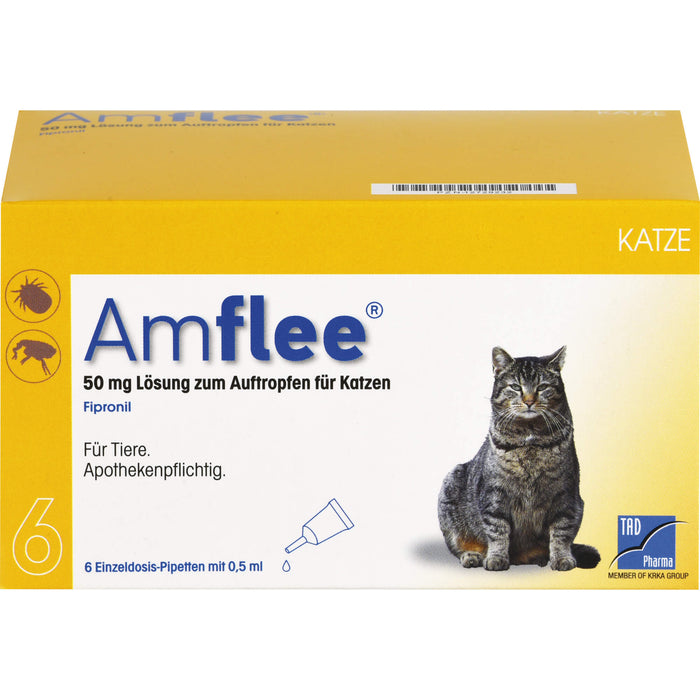 Amflee 50 mg Lösung zum Auftropfen für Katzen, 6 pcs. Ampoules