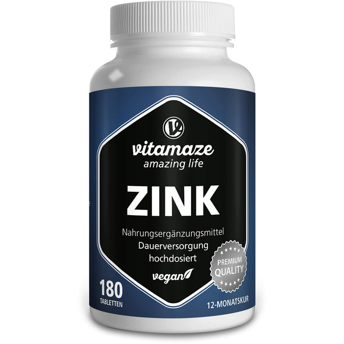 Zink 25 mg hochdosiert vegan, 180 St TAB