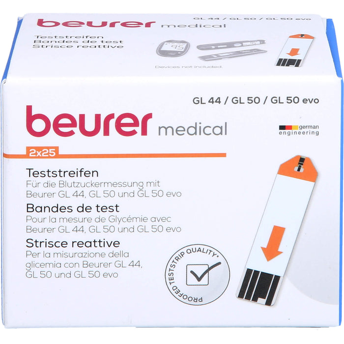 beurer medical Teststreifen für die Blutzuckermessung, 50 pc Bandelettes réactives