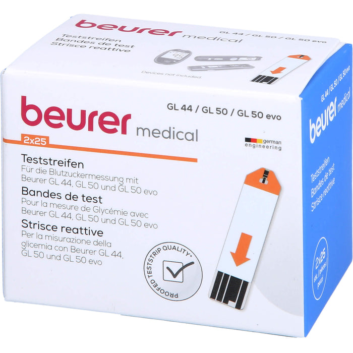 beurer medical Teststreifen für die Blutzuckermessung, 50 pc Bandelettes réactives