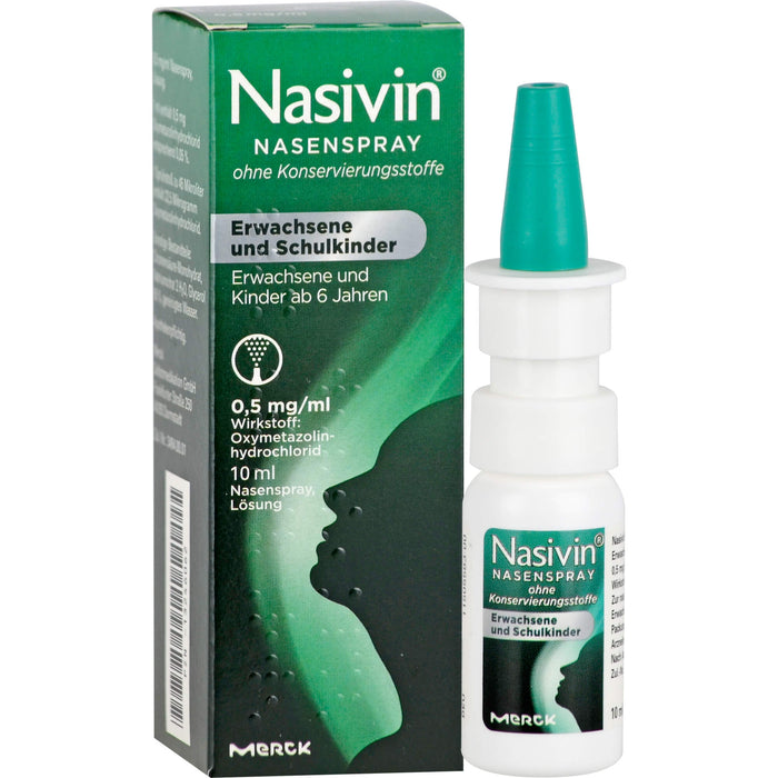 Nasivin Nasenspray ohne Konservierungsstoffe für Erwachsene und Schulkinder, 10 ml Solution