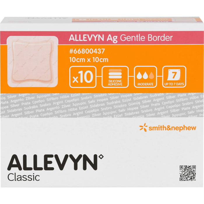 Allevyn Ag Gentle Border 10x10 cm Wundverband, 10 St VER