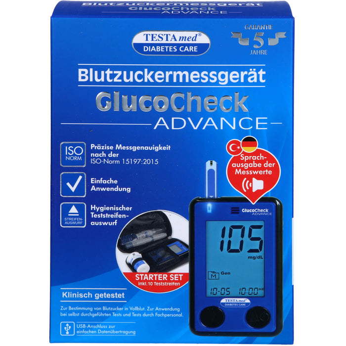 TESTAmed GlucoCheck Advance Blutzuckermessgerät, 1 pcs. Device