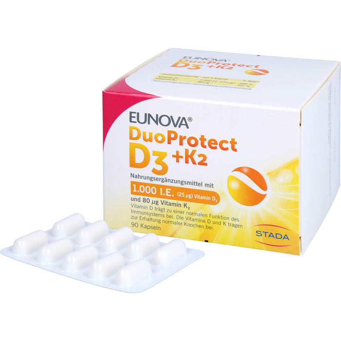 EUNOVA DuoProtect D3+K2 1000 I.E. / 80 µg Kapseln, 90 pc Capsules