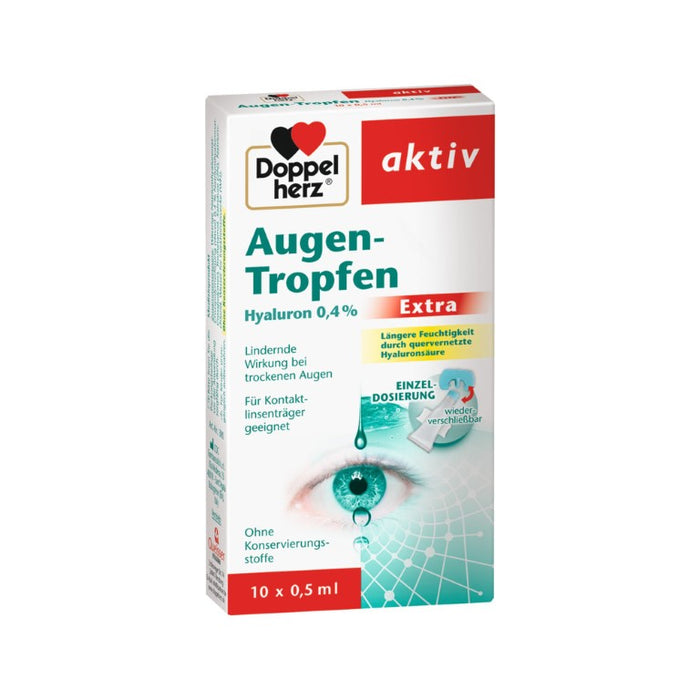 Doppelherz Augen-Tropfen Hyaluron 0,4% Extra, 10X0.5 ml TRO