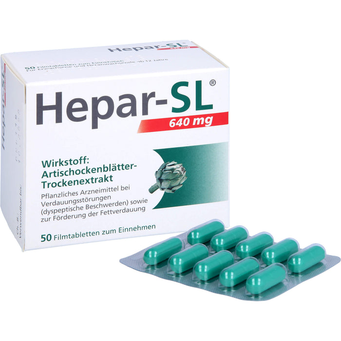 Hepar-SL 640 mg Filmtabletten bei Verdauungsstörungen, 50 pc Tablettes