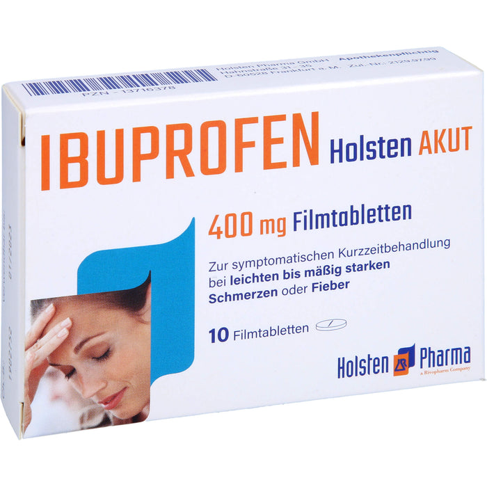 Ibuprofen Holsten akut 400 mg Filmtabletten, 10 St. Tabletten