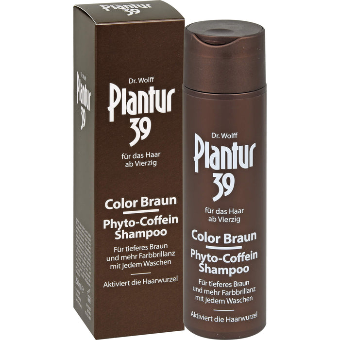 Plantur 39 Color Braun Phyto-Coffein-Shampoo für tieferes Braun und mehr Farbbrillanz mit jedem Waschen, 250 ml Shampoo