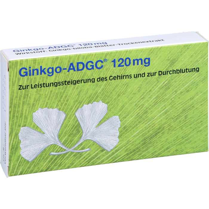 Ginkgo-ADGC 120 mg Filmtabletten zur Leistungssteigerung des Gehirns und zur Durchblutung, 20 St. Tabletten