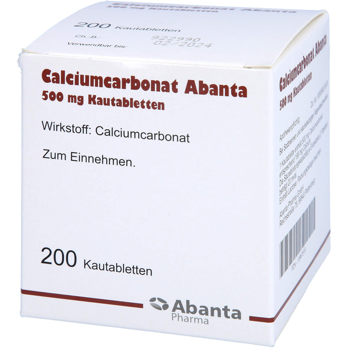 Calciumcarbonat Abanta 500 mg Kautabletten, 200 St. Tabletten