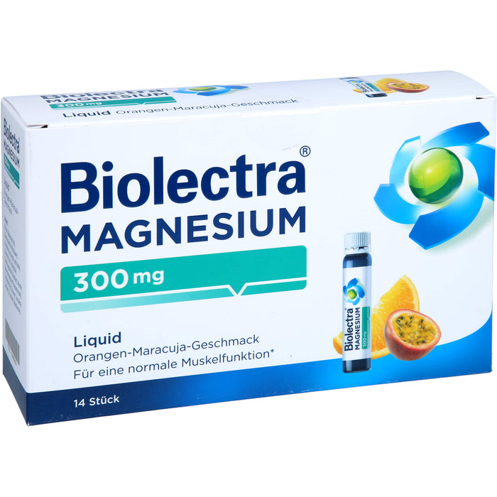 Biolectra Magnesium 300 mg aktiv Liquid Orangen-Maracuja-Geschmack, 14 pc Solution