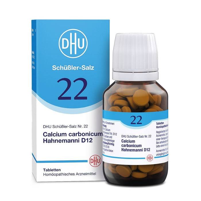 DHU Schüßler-Salz Nr. 22 Calcium carbonicum Hahnemanni D12 – Das Mineralsalz des Calciumstoffwechsels und des Lymphsystems – das Original – umweltfreundlich im Arzneiglas, 200 pcs. Tablets