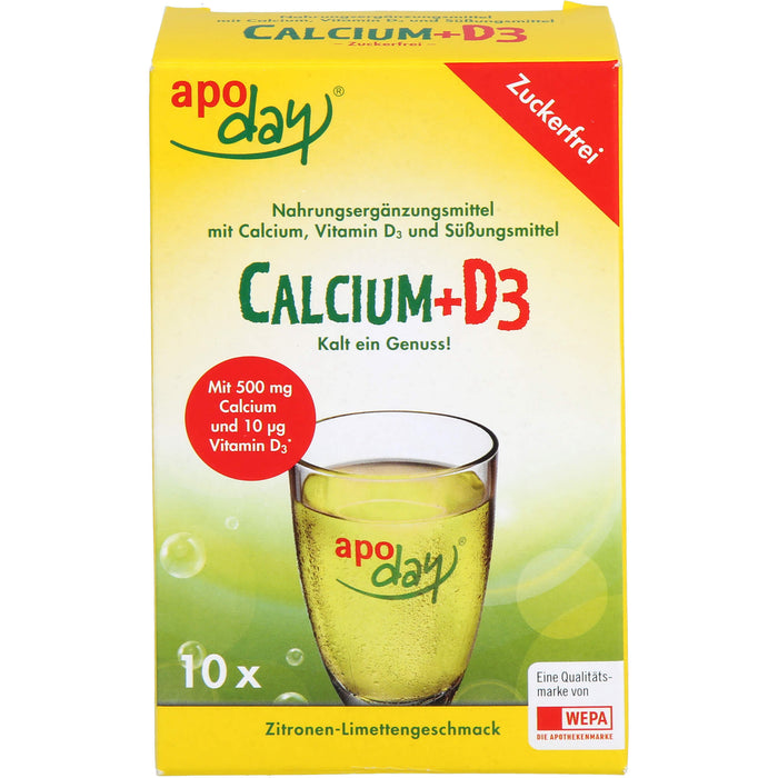 APODAY Calcium+D3 Zitrone-Limette zuckerfr. Pulv., 10X5 g PUL