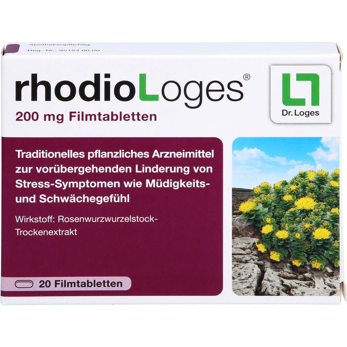 rhodioLoges 200 mg Filmtabletten zur vorübergehenden Linderung von Stress-Symptomen, 20 pc Tablettes