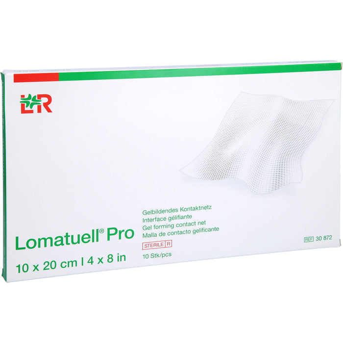 Lomatuell Pro 10 cm x 20 cm steril gelbildendes Kontaktnetz, 10 St. Verband