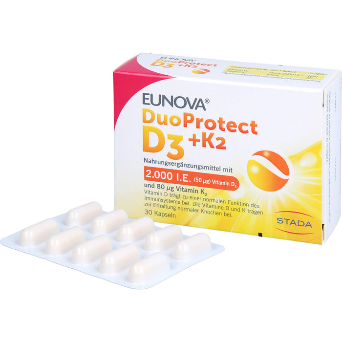 EUNOVA DuoProtect D3+K2 2000 I.E./80 µg Kapseln, 30 St. Kapseln